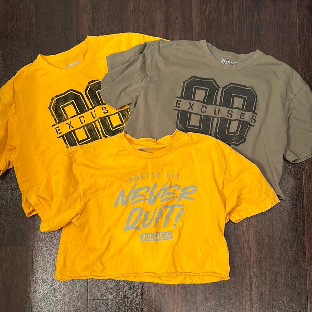 Yellow and Green Graphic Crop workout Tees